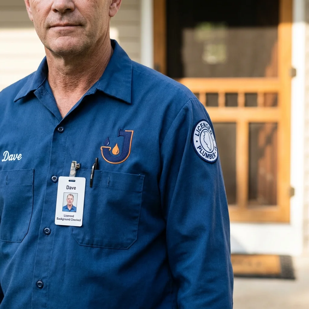 Licensed plumber showing ID badge in Redwood Falls, MN