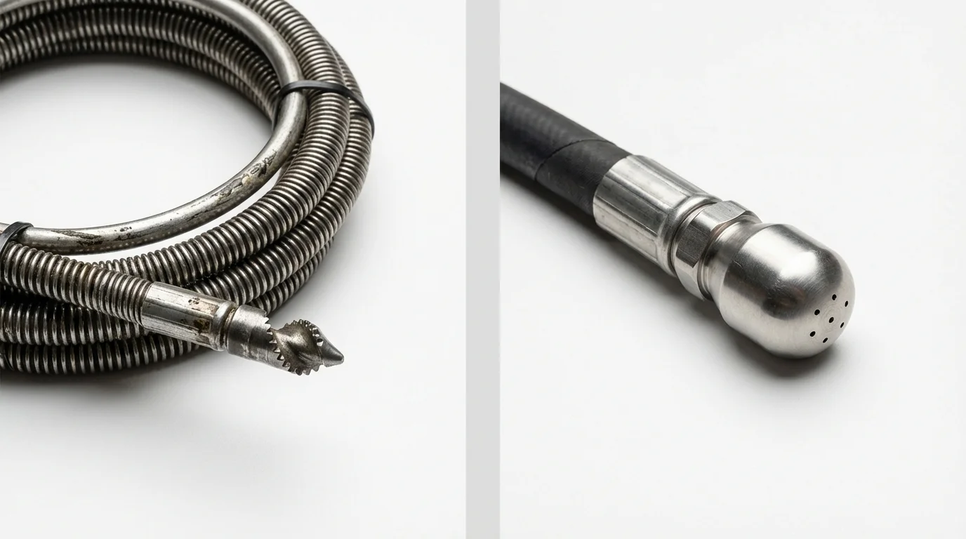 Drain snake cable and hydro jetting nozzle used for drain cleaning in Redwood Falls, MN