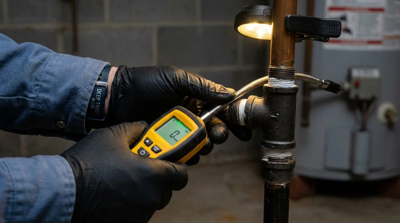 Gas leak detection with electronic sniffer by Johns Plumbing LLC in Redwood Falls