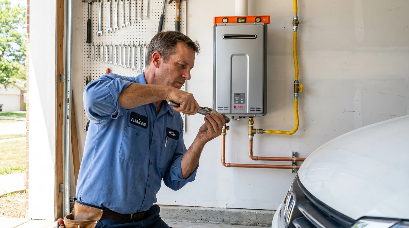 Tankless water heater installation by a Johns Plumbing LLC plumber in Redwood Falls